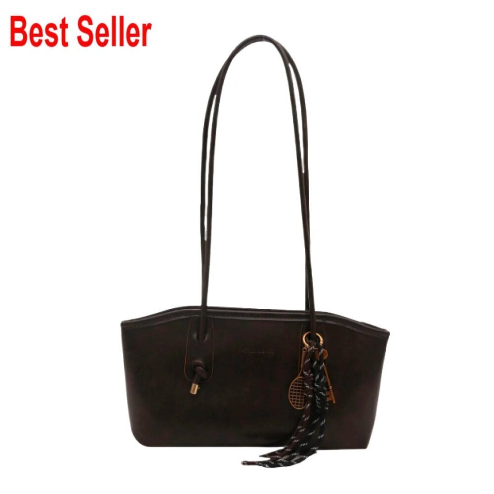 Vintage Shoulder Bag Faux Leather Y2K Retro with Pendant